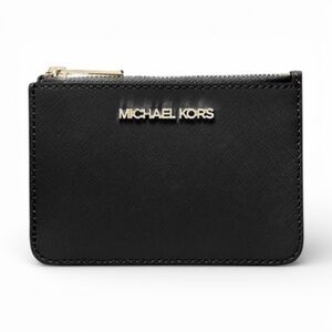 Michael Kors Jet Set Travel Saffiano Leather Black Coin Pouch NWT